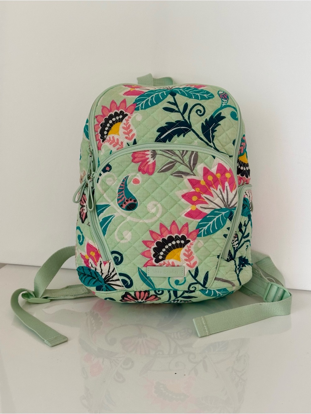 Vera Bradley Floral  Backpack in Mint Green and Pink
